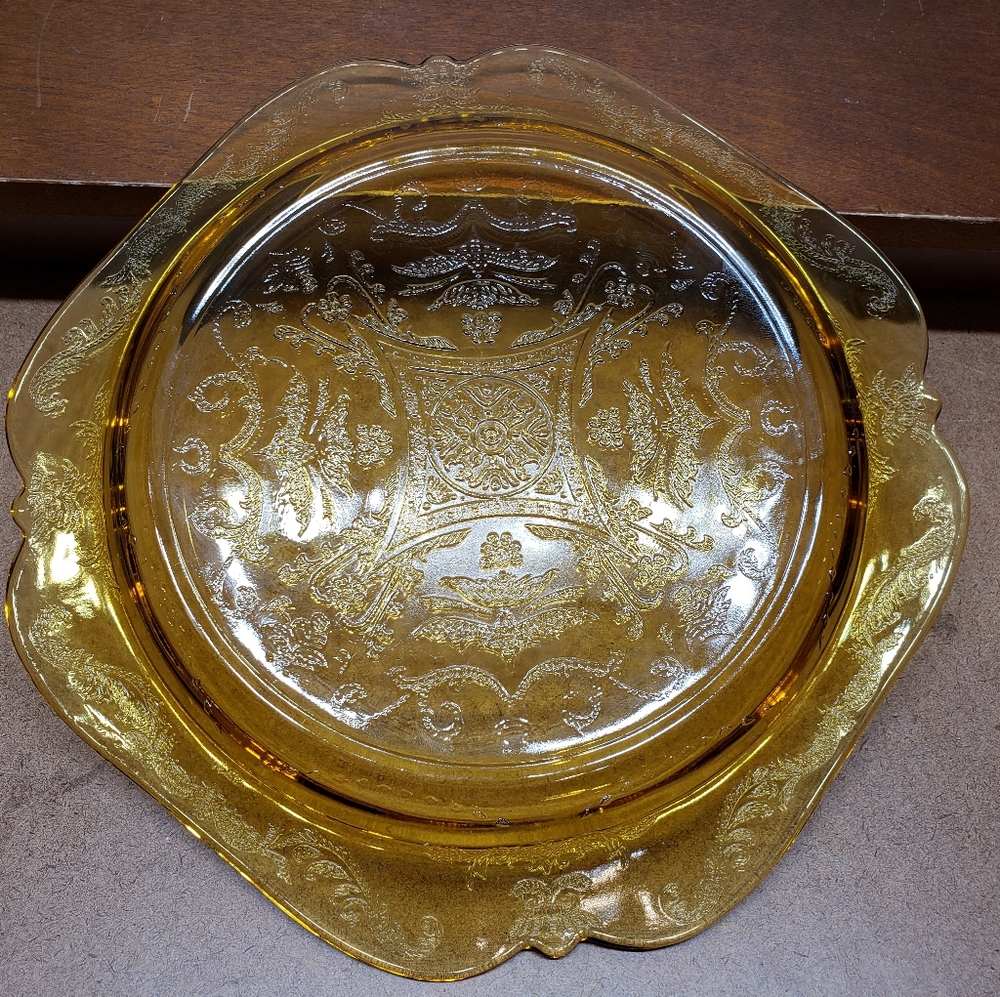 Amber Madrid Federal Glass  Large Plate
